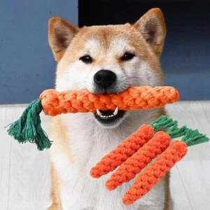 1 pieza Cuerda para morder perro zanahoria juguetes seguros duraderos trenzados morder perro juguetes para masticar - Imagen 1 de 15