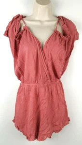 NWT TOPSHOP Womens Pink Spaghetti Strap Off Shoulder Romper Sz 8-10 US Stretch - Picture 1 of 9