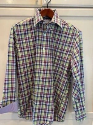 Alex Cannon Men's Dress Shirt size s/ch-Plaid vibrant colors - Image 1 of 3