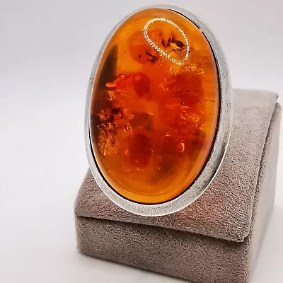 Elegante Damen Ring mit Bernstein  Edelstein 925 Silber - Bild 1 von 4