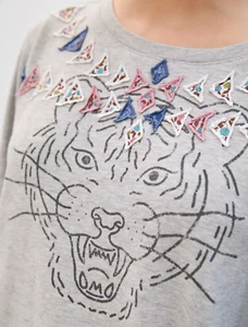 Luna Mercantile Co. exclusive for Anthropologie Tiger Graphic Sweatshirt Size M - Picture 1 of 11
