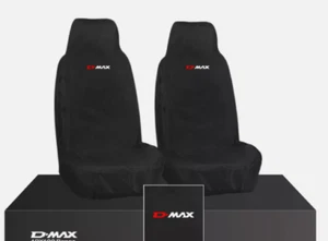 FOR ISUZU D-MAX - PREMIUM CUSTOM FRONT SEAT COVERS 2X HEAVY DUTY BLACK 1+1 - Picture 1 of 1