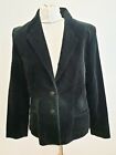 T734 Womens Debnehams Black Velvet Cotton Suit Jacket & Skirt Uk 12 C36 W30