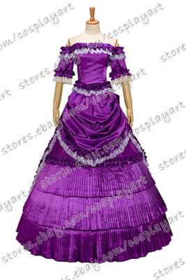 Dama Clásico Victoriano Gótico Punk Cuello Cortado Sin Tirantes Volantes Baile de graduación Vestido Foto 1 de 4