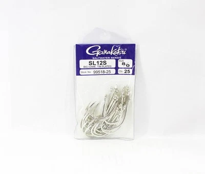 Gamakatsu SL12S Big Game Tin Plated Hook Size 8/0 ,25 Per pack (6894) - Image 1 of 4