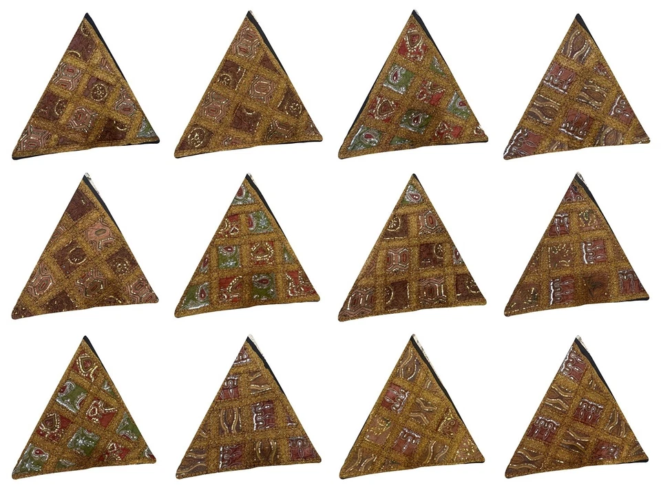 23'' Ethnic Indian Embroidery Beaded Patchwork Triangle  Pillow Cushion Cover - Image 1 of 1