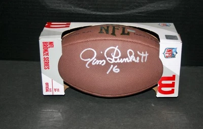 Fútbol americano firmado por Jim Plunkett de los Raiders con certificado de autenticidad de Schwartz Sports Foto 1 de 3