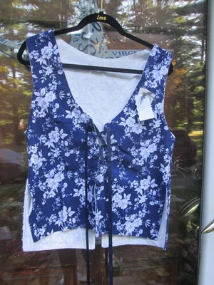REENACTOR 18TH C COLONIAL REV WAR ENGLISH WAISTCOAT BLUE FLORAL SMALL BODICE NEW - Image 1 of 4