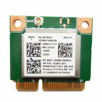 HP WiFi Bluetooth 4.0 Card 802.11bgn 1x1 HMC R-Skyray - 753077-001 - Image 1 of 3