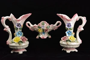 Porcelain Floral Vase Pitchers & Bowl * Please read * - Picture 1 of 24