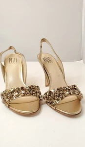PELLA MODA" YASMINA" RINDSTONE GOLD METALLIC  sz 7. - Picture 1 of 14