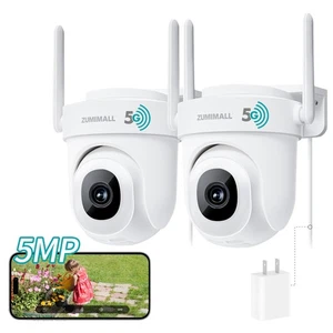 5MP Outdoor Camera Wireless 2-Pack - 24/7 Recording Wired Power, Support 5GHz... - Picture 1 of 8