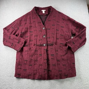 J Jill Cardigan Sweater Womens L Oversized Distressed Wool Blend Made in USA - Picture 1 of 13