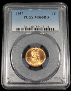 Centavo de trigo Lincoln 1957 P graduación profesional MS65RD # 55475194 error troquel grieta llena 9 - Imagen 1 de 10