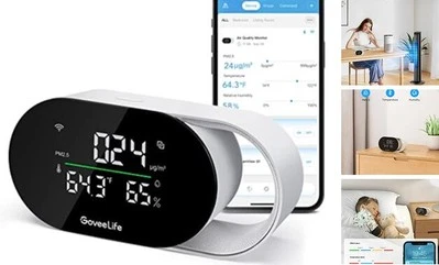  Smart Air Quality Monitor with PM2.5, WiFi, Temperature & Humidity Sensors,  - Image 1 of 4