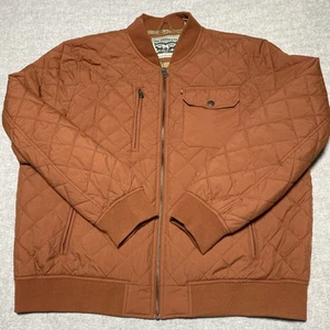 Levis Jacket Mens XXL Orange Diamond Quilted Bomber Classic Zip Pocket 2XL - Picture 1 of 12