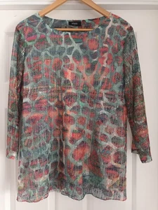 Klass Multicoloured Woven Design Lined Top Three Quarter Sleeves Sequins Size XL - Picture 1 of 4