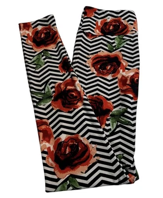 LuLaRoe Leggings OS One Size FALL Autumn RED AZTEC Chevron Floral Stripe SOFT - Image 1 of 4