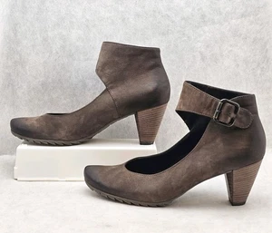 PAUL GREEN Tacones con Correa al Tobillo Para Mujer EE. UU. 9 Marrón Gamuza Cuero Punta Redonda Retro - Imagen 1 de 10