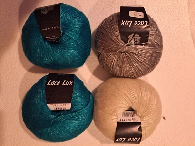 Lana Grossa Lace Lux Yarn 4 Ball Skeins Made In Italy Viscose Wool NEW  - Image 1 of 4