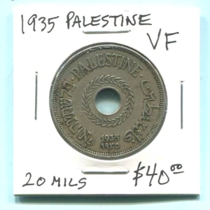 PALESTINE - BEAUTIFUL HISTORICAL COPPER-NICKEL 20 MILS, 1935, KM# 5 - Picture 1 of 2