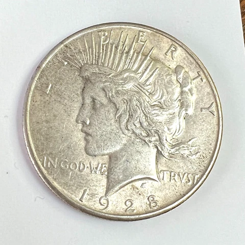 1928-S PEACE DOLLAR, US $1 Silver Dollar, Better Date Coin, VF+/XF Cover