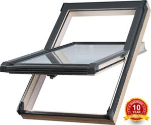 Wooden Timber Roof Window 78 x 98cm Double Glazed Loft Skylight Rooflight - Picture 1 of 8