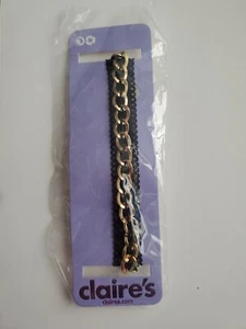 Claire's Gold Color Chain & Black Color Lace Choker - Picture 1 of 3