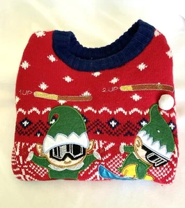 Holiday Time, Kids Christmas Sweater, Santa Elf Snowboarders XS/XCH (4-5) - Picture 1 of 6