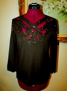 NEU CYRUS GRÖSSE S DUNKELBRAUN PERLEN TOP MIT CUT-OUT & ÜBERLAPPENDEN TRÄGERN UVP 118 $ - Bild 1 von 8