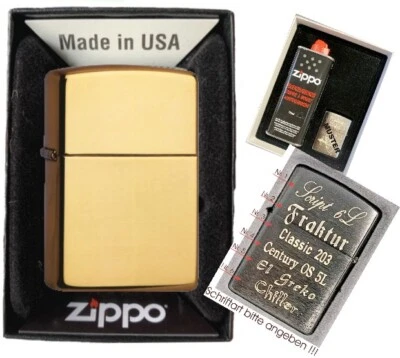 Zippo messing poliert + GRATIS Gravur und  MIT oder OHNE Geschenk-Set 60001166 - Bild 1 von 4
