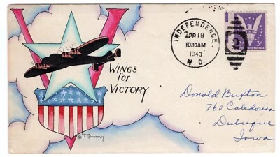 #905 Dorothy Knapp Hand Painted #16 - WWII Patriotic 1943 "Wings for Victory" - Image 1 of 2