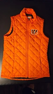 Cincinnati Bengals Puffer Vest Jacket Womens M Orange NFL Team Apparel - Picture 1 of 9