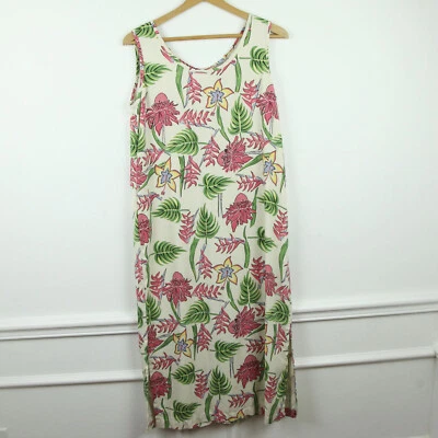 Vestido mediano vintage 100 % seda suave floral resort vacaciones playa midi femenino Foto 1 de 4