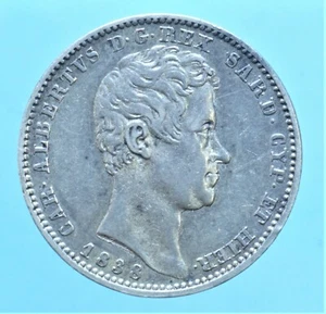 CARLO ALBERTO LIRA 1838 TORINO MONETE DA COLLEZIONE ARGENTO SILVER COIN CURRENCY - Imagen 1 de 2