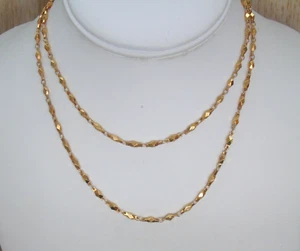 Vintage 1980s Gold Tone NAPIER 30" Diamond Link Necklace - Picture 1 of 6