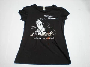 2 Pac Tupac Shakur Camiseta Mujer Pequeña M (R.I.P. 1971-1996) Illuminati - Imagen 1 de 7