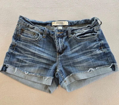 Pantalones cortos de mezclilla Charlotte Russe para mujer talla 10 azul elástico tiro bajo Foto 1 de 4