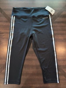 Adidas Leggings Womens Large 3/4 Gym Training Pants Black DU2043 Genuine NWT - Picture 1 of 8
