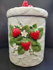 Vtg LARGE 1981 Sears Ceramic Canister Strawberries Made in Japan 9.5' Strawberry