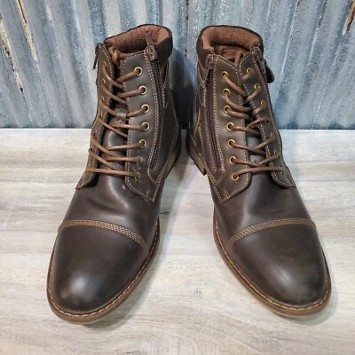 Arizona Hombres Botas Zapatos Feldespato Marrón 10M Imitación Cuero Antideslizante Doble Cremallera Foto 1 de 4