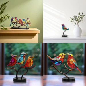 Bird Craft Statue Acrylic Ornaments Table Art Home Room Desktop Birds Decoration - Picture 1 of 11