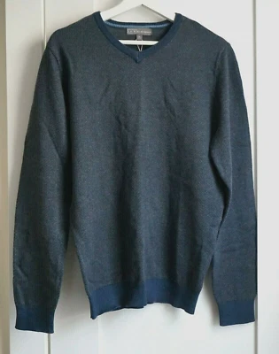 NEW IKE Behar Men's Cotton Long Sleeves Navy V Neck Pullover Sweater S MSPR $120 - Image 1 of 4