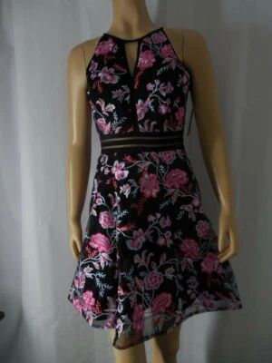 I N San Francisco Party Holiday Dress size Junior 7 black floral embroidery NWT - Image 1 of 4
