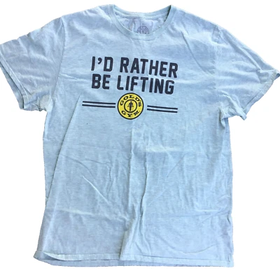 Golds Gym Shirt Mens XL Green Blue Short Sleeve Crew Neck I'd Rather Be Lifting - Image 1 of 4