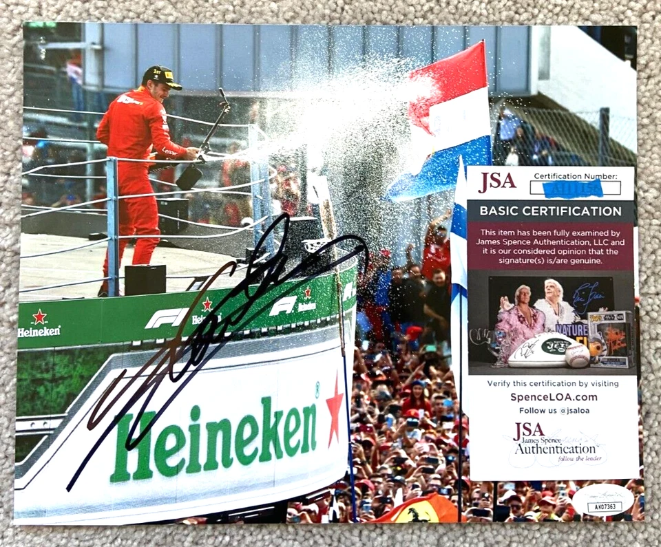 CHARLES LECLERC SIGNED 8X10 PHOTO FERRARI FORMULA ONE F1 2023 VICTORY 16 JSA b - Image 1 of 1