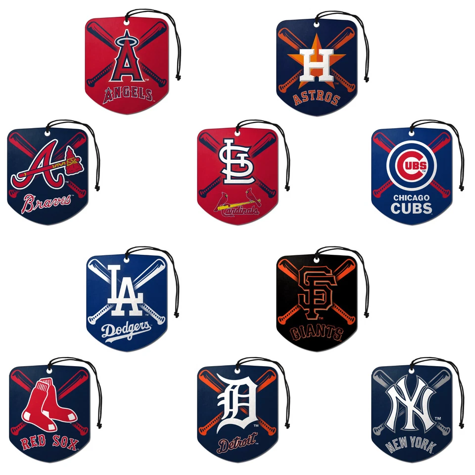 New 2pk MLB Team Logo Double-Sided Car Paper Hanging Fresh Scent Air Freshener - Image 1 of 1