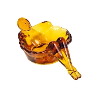 Mosser Glass USA Bathing Beauty Soap Dish Amber Glass New - Picture 1 of 1