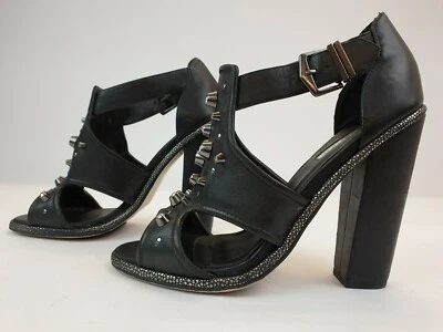 TOPSHOP Sandals Ladies Womens Size 7 EU 40 Black Studded Leather Shoes - Image 1 of 4