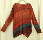 Soft Surroundings multicolor pullover Knit top, size M, jaggd hem, long sleeves